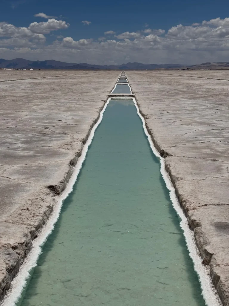 Le vasche di estrazione del sale, alle Salinas Grandes. Novembre 2024.