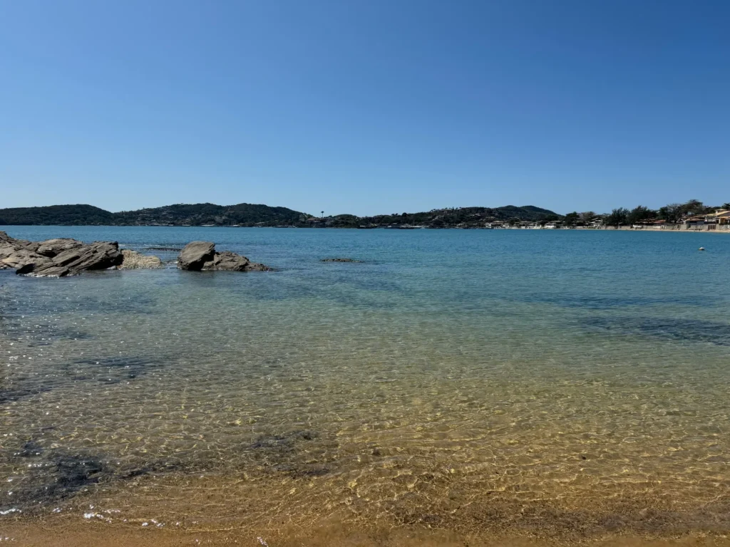 L’acqua di una delle spiagge di Búzios. Agosto 2024.