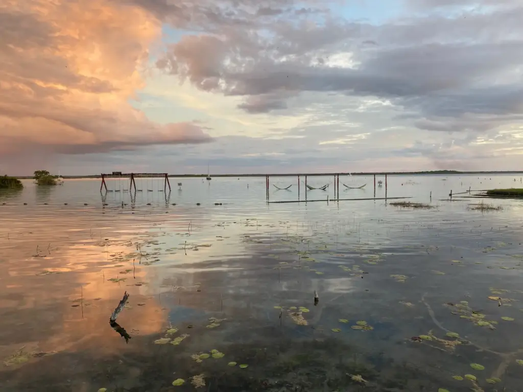 Tramonto sulla laguna di Bacalar, dicembre 2021